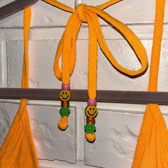 Wild Fable Neon Orange Halter Top Mini Dress with Bead Detail Size Large - Picture 3 of 7